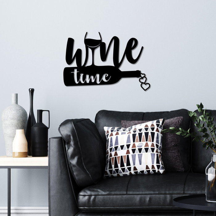 Wallity Wine Time - Escultura de Pared Metálica Negra
